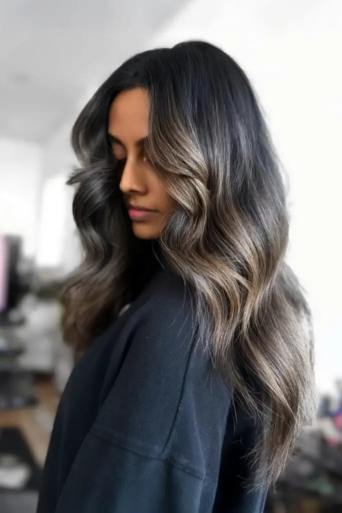 Side View Dark Brown To Warm Brown Ombre Curls — Classy Ombre Hair