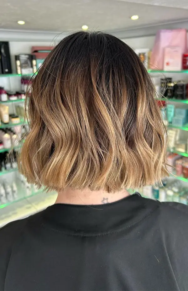 Short Bob Dark Brown To Caramel Ombre — Classy Ombre Hair Color