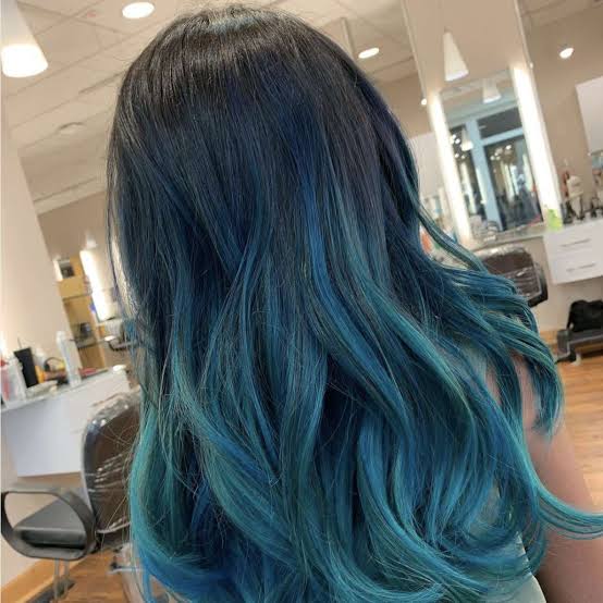Mid-Back Black To Vibrant Blue Ombre — Classy Ombre Hair Color