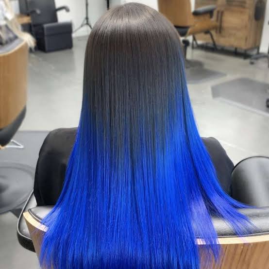 Mid-Back Dark Brown To Electric Blue — Classy Ombre Hair Color