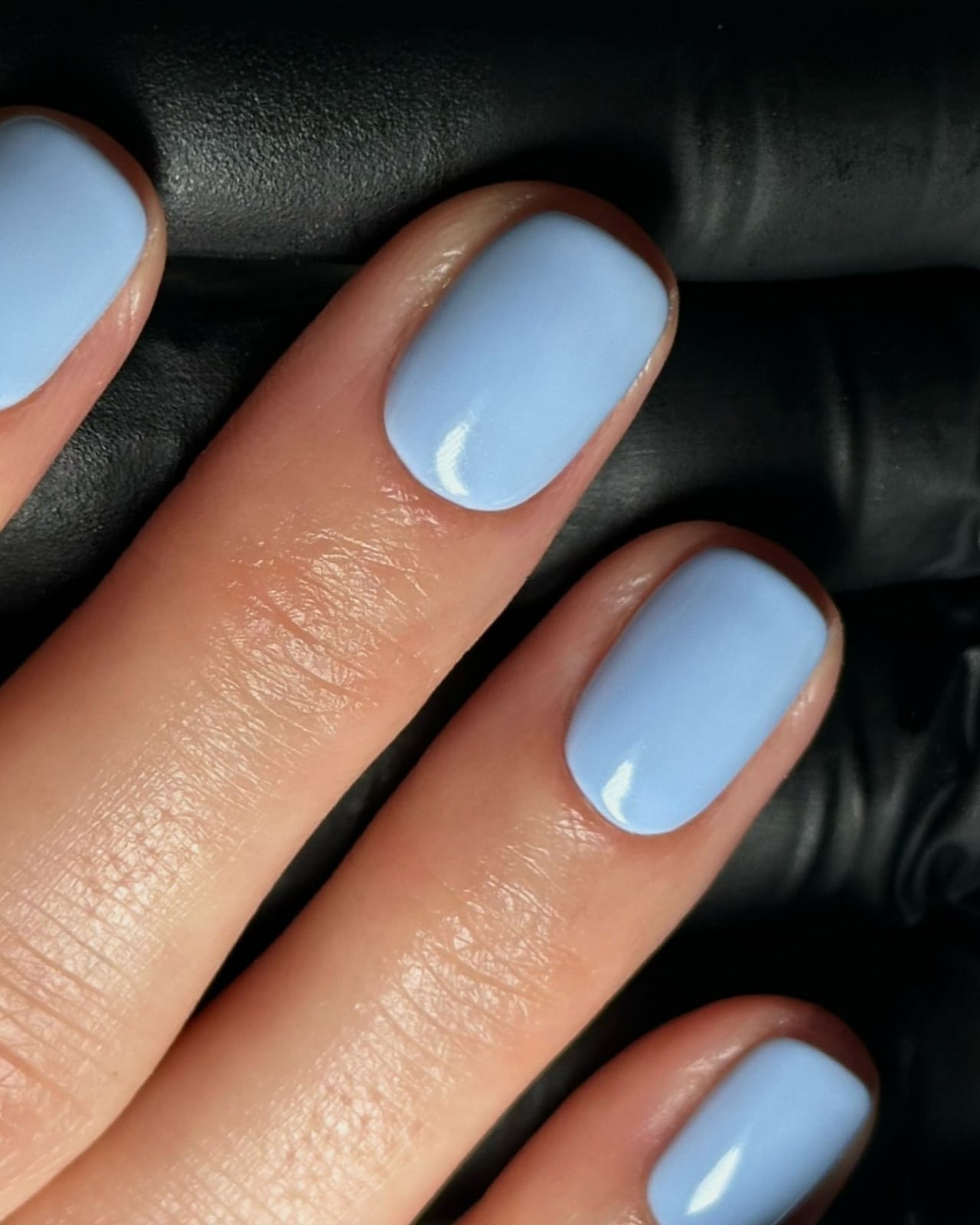 Vibrant Light Blue Glossy Short Oval Nails Vibrant Light Blue Glossy Short Oval Nails — Classy One Color Nails