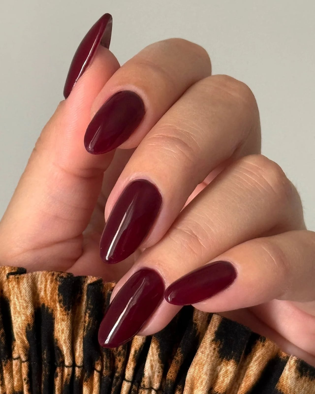 Deep Burgundy Glossy Long Almond Nails Deep Burgundy Glossy Long Almond Nails — Classy One Color Nails