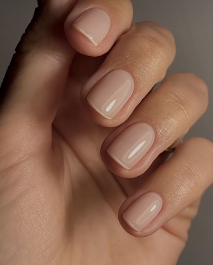 Sheer Milky Beige Short Square Nails Sheer Milky Beige Short Square Nails — Classy One Color Nails