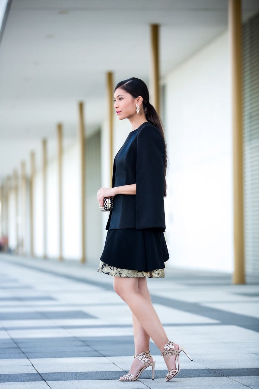Black Cape Jacket With Leopard Print Hem — Classy Opera Outfits