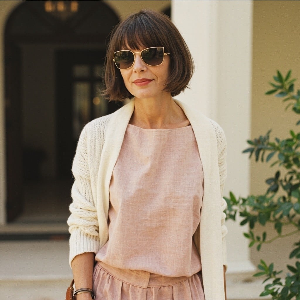 Chin Bob With Blunt Bangs, Dark Brown Chin Bob With Blunt Bangs, Dark Brown — Classy Outfit Hair