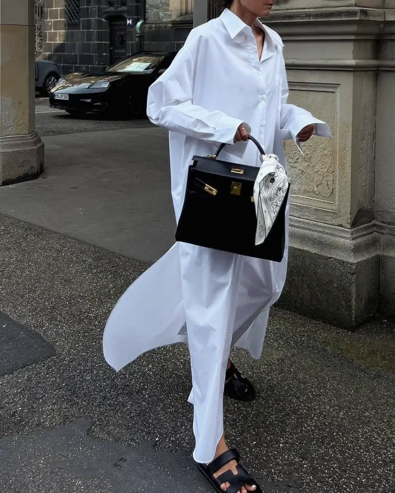 Oversized White Cotton Shirt Dress Oversized White Cotton Shirt Dress — Classy Oversize Outfits