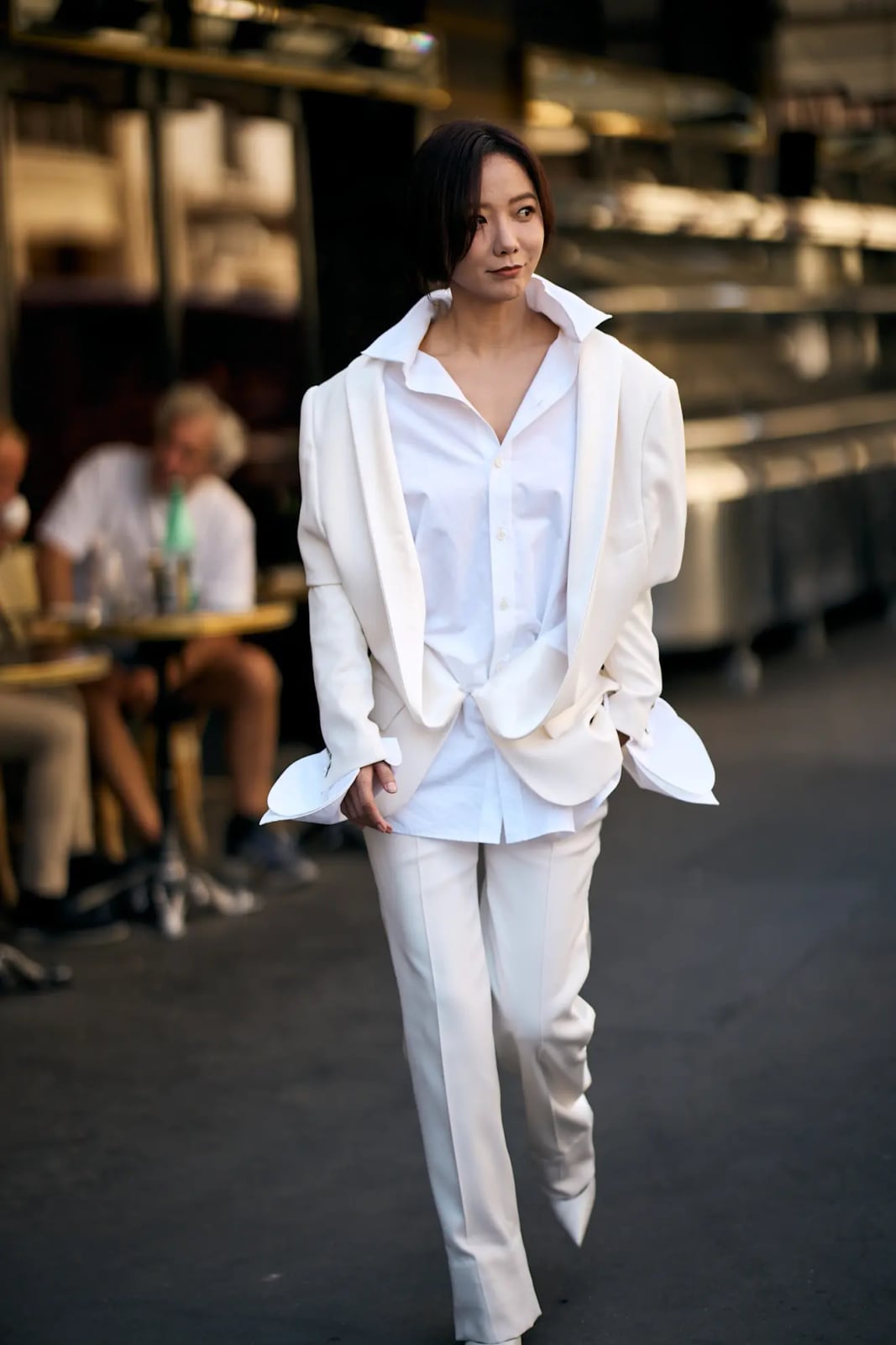 Sharp All-White Tailored Ensemble Sharp All-White Tailored Ensemble — Classy Paris Outfits