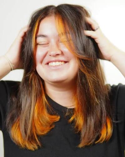 Collarbone Layers With Bright Orange Peekaboo Collarbone Layers With Bright Orange Peekaboo — Classy Peekaboo Hair