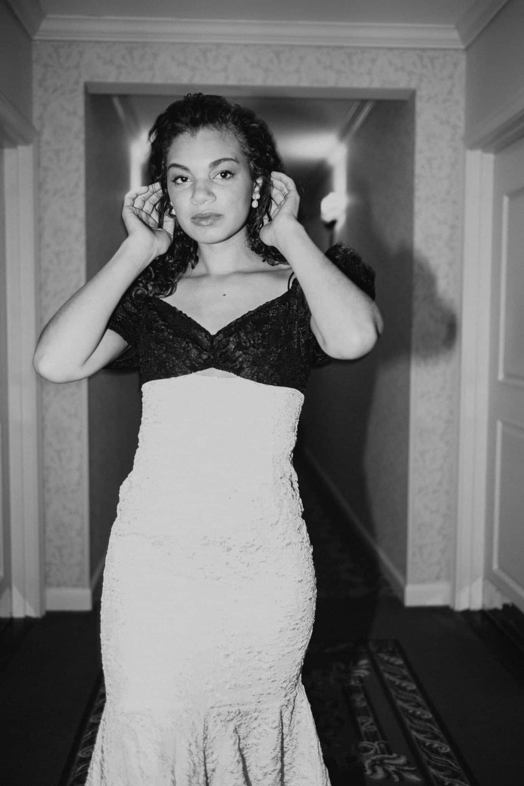 Black and White Lace Top Fishtail Skirt Dress Black and White Lace Top Fishtail Skirt Dress — Classy Photoshoot Dress