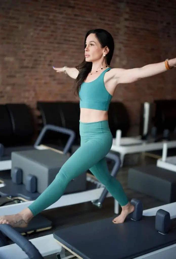 Teal Ribbed Knit Set For Pilates Pose — Classy Pilates Outfits