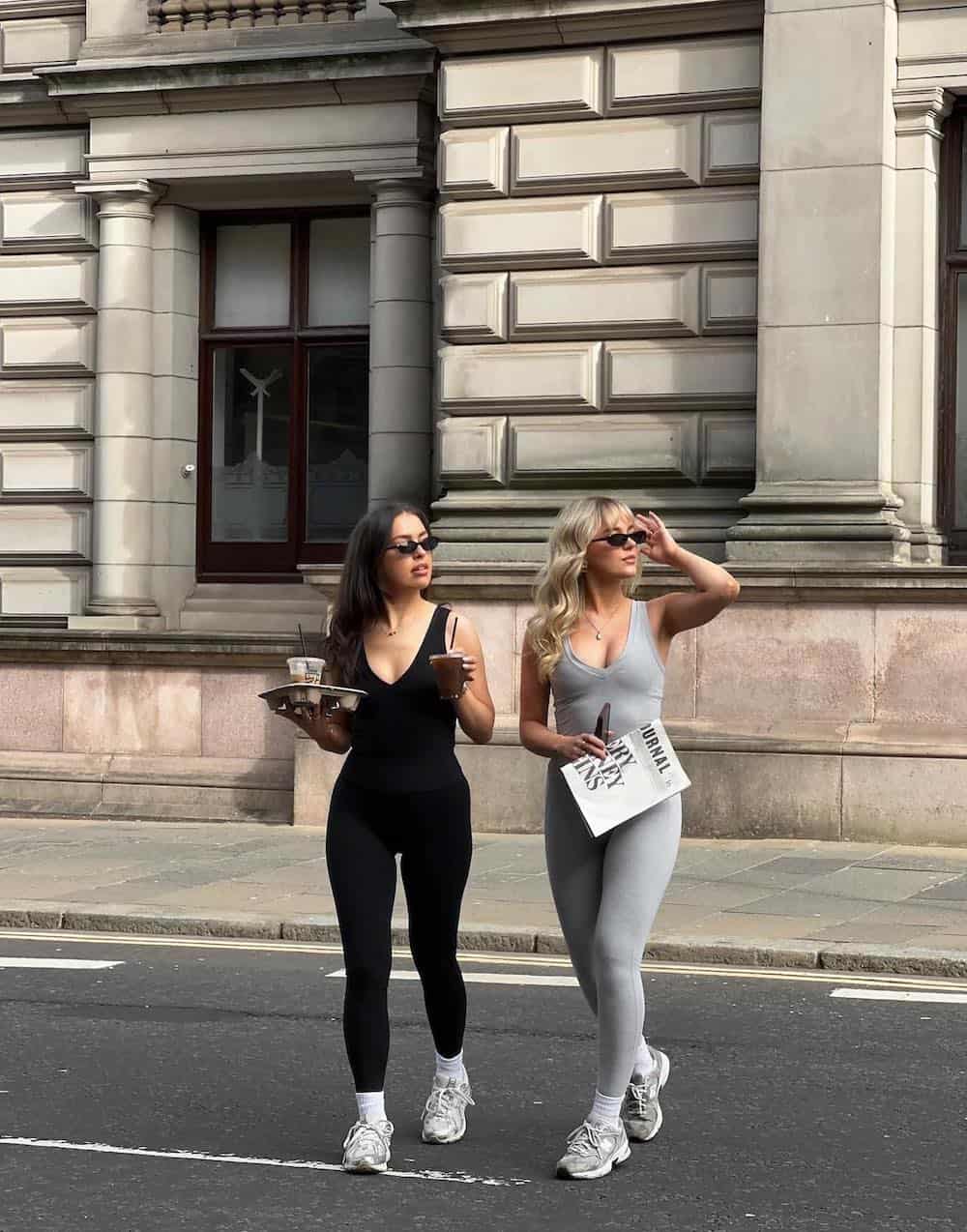 Matching Ribbed Knit Sets In Black And Gray — Classy Pilates Outfits