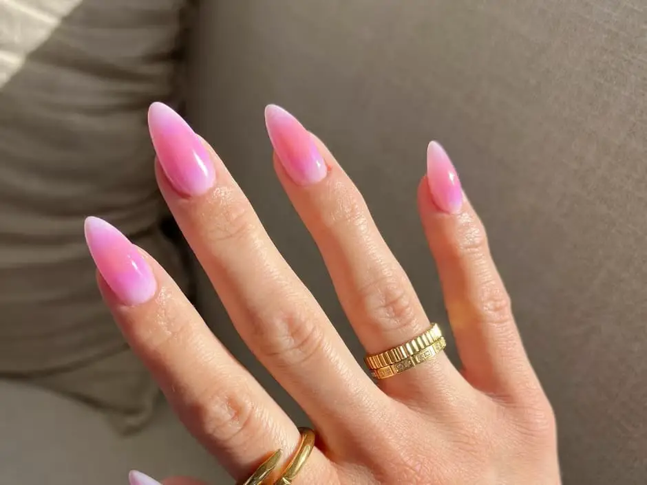 Sheer Pink Ombre Medium Almond Nails — Classy Pink Almond Nails