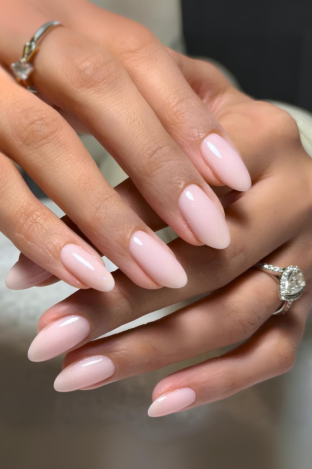 Long Almond Nails With 3D Pink Bows and Sheer Nude Base — Classy Pink Almond Nails