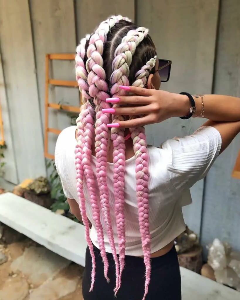 Long Jumbo Braids In Pink And Blonde Long Jumbo Braids In Pink And Blonde — Classy Pink Braids