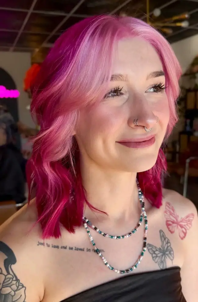 Shoulder Shag Light And Hot Pink Shoulder Shag Light And Hot Pink — Classy Pink Hair Color