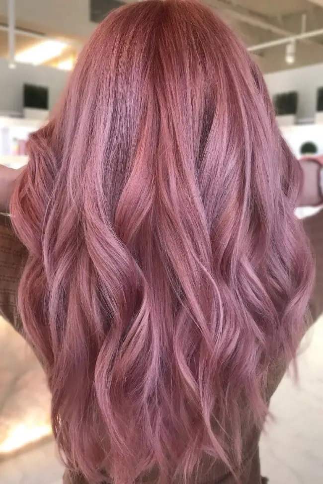 Long Wavy Rose Pink Hair Long Wavy Rose Pink Hair — Classy Pink Hair Color