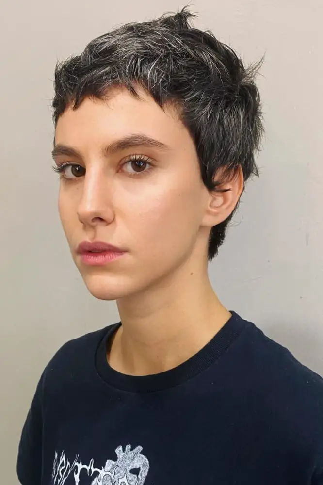 Textured Gray Pixie With Air-Dried Finish Textured Gray Pixie With Air-Dried Finish — Classy Pixie Cut