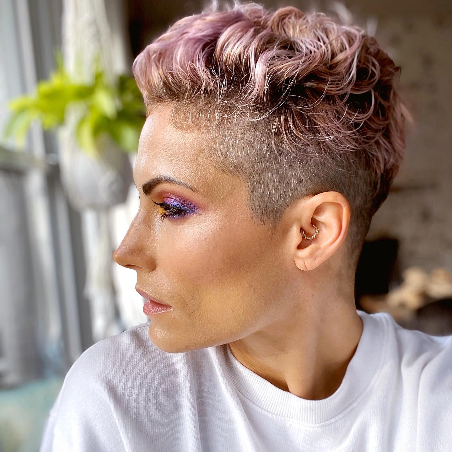 Pink Pixie With Shaved Sides Pink Pixie With Shaved Sides — Classy Pixie Cut