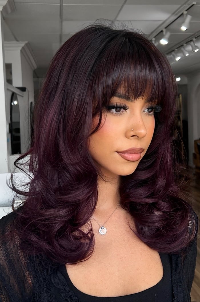 Deep Plum Brunette with Wine Dimension | Bold Berry Winter Hair Inspiration