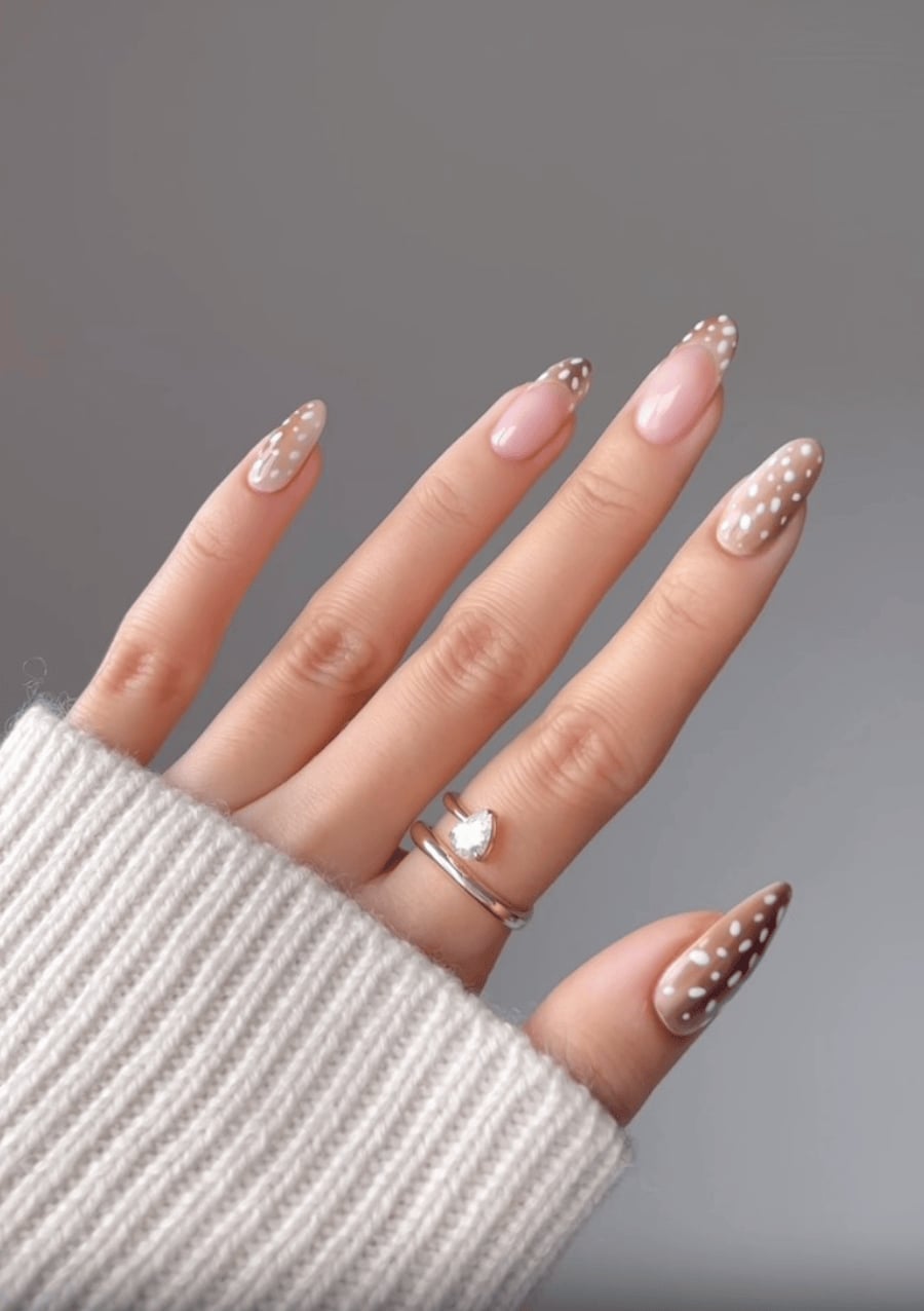 French Manicure with Polka Dots Almond — Classy Preppy Nails