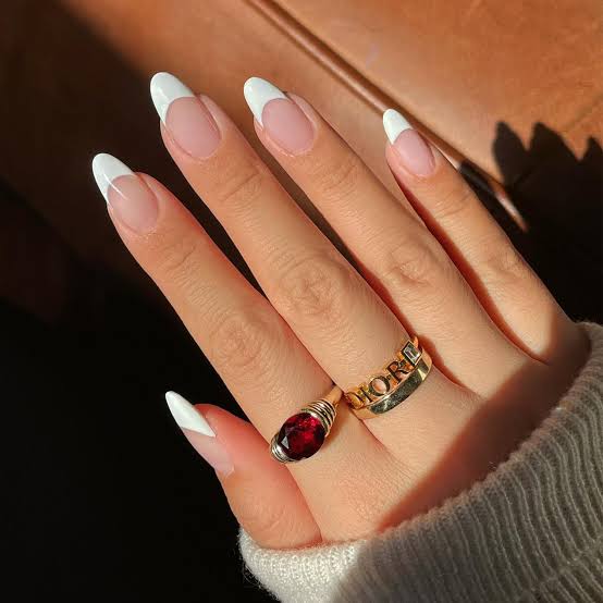 Sheer Pink Base Classic French Almond With прозрачный розовый — Classy Preppy Nails