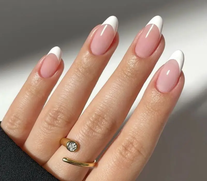 Sheer Pink Medium Oval French Nails — Classy Preppy Nails