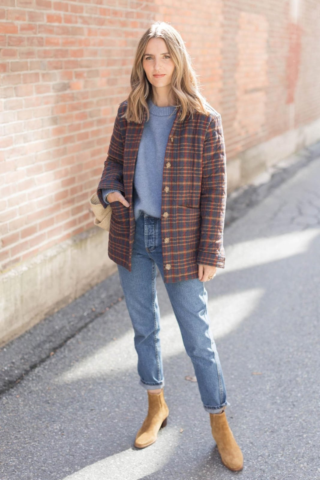 Crewneck Sweater With Plaid Jacket Crewneck Sweater With Plaid Jacket — Classy Preppy Outfits