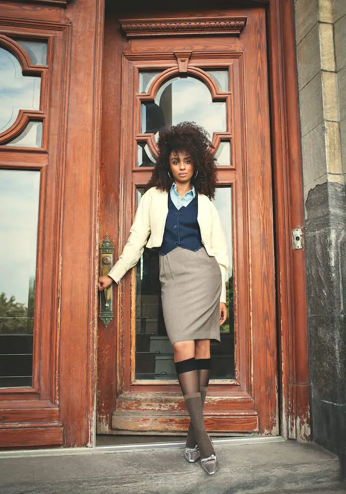 Pencil Skirt With Layered Collared Shirt And Cardigan Pencil Skirt With Layered Collared Shirt And Cardigan — Classy Preppy Outfits