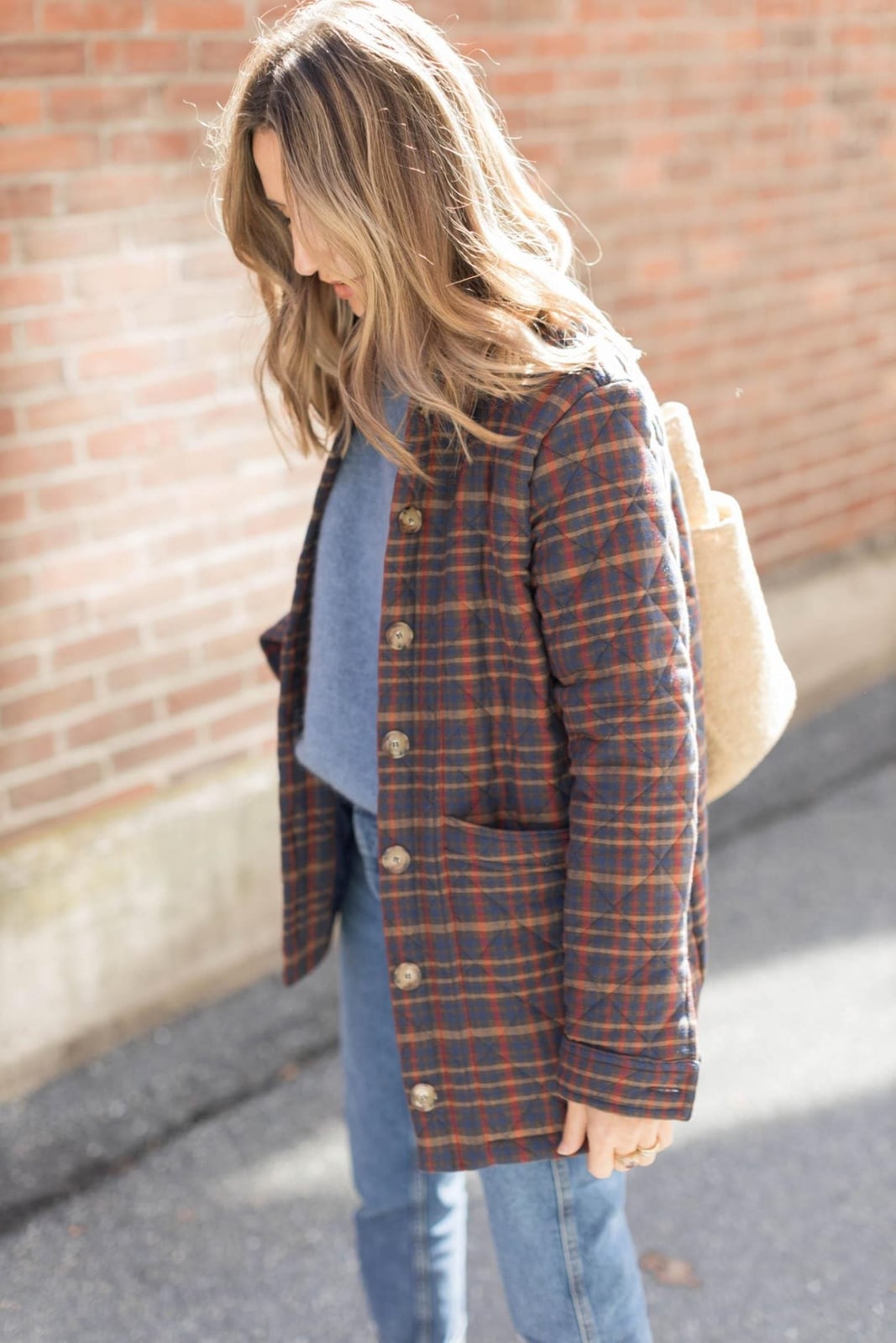 Quilted Plaid Jacket With Knit Sweater Quilted Plaid Jacket With Knit Sweater — Classy Preppy Outfits