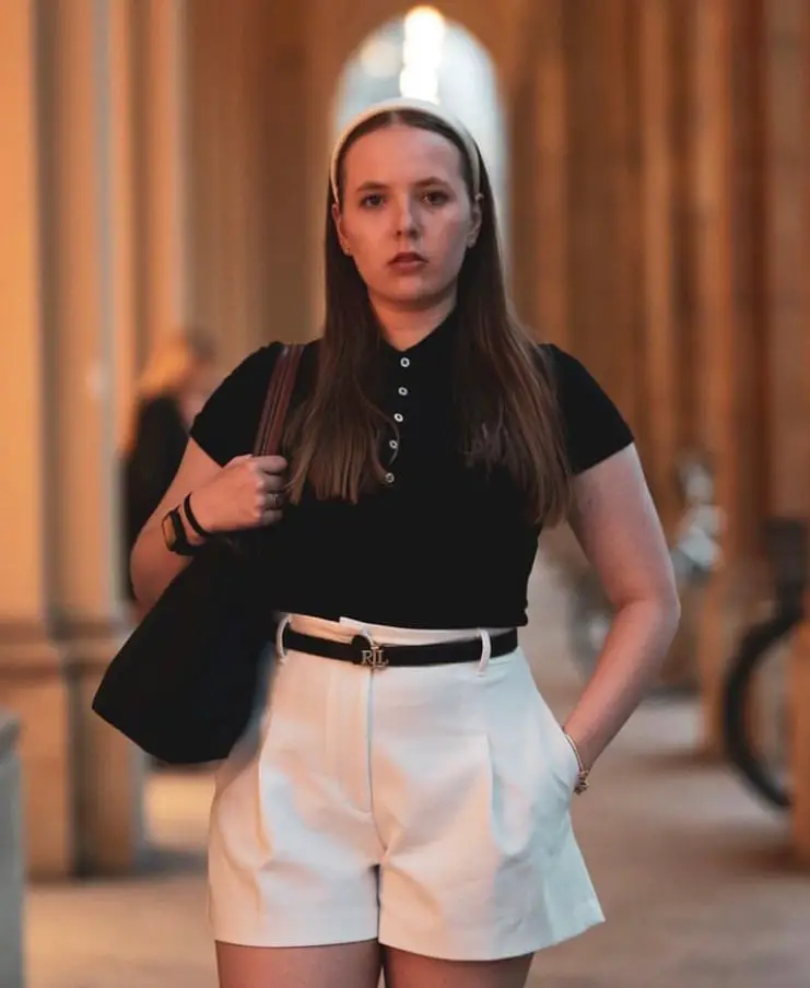 Polo Shirt With Tailored Shorts, Black Polo Shirt With Tailored Shorts, Black — Classy Preppy Outfits