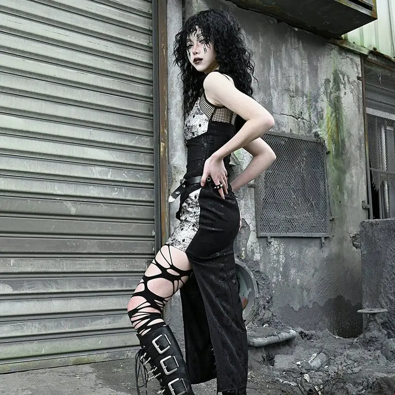 Distressed Dress with Ripped Leggings and Buckle Boots — Classy Punk Outfits