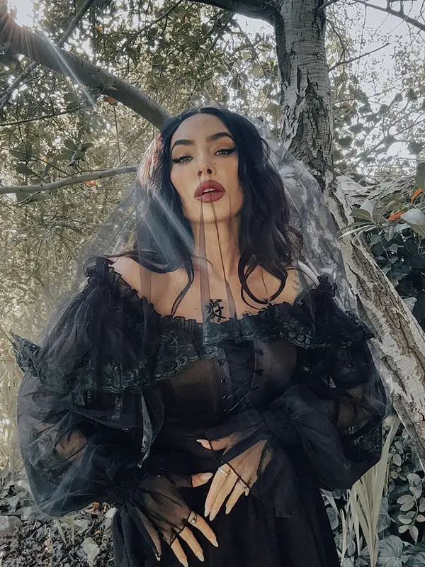 Sheer Dress with Corset and Veil and Fitted Bodice — Classy Punk Outfits
