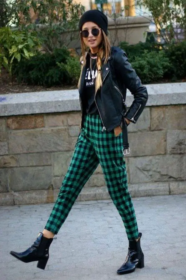 Leather Jacket with Zebra Print Boots and Chain Belt — Classy Punk Outfits