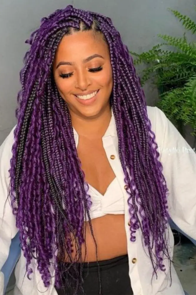 Curly Purple and Black Goddess Braids Curly Purple and Black Goddess Braids — Classy Purple Braids