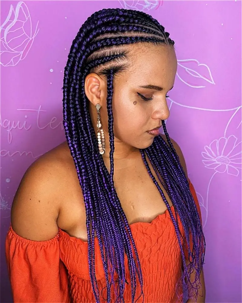 Side View of Uniform Purple Braids Side View of Uniform Purple Braids — Classy Purple Braids