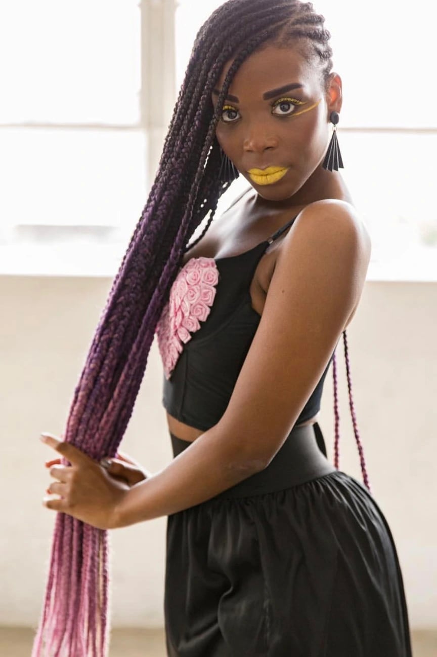 Wavy Purple Ombré Box Braids Wavy Purple Ombré Box Braids — Classy Purple Braids