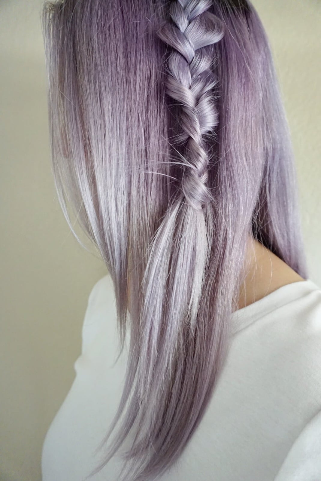 Fine Lilac Purple French Braid with Silver Highlights Fine Lilac Purple French Braid with Silver Highlights — Classy Purple Braids
