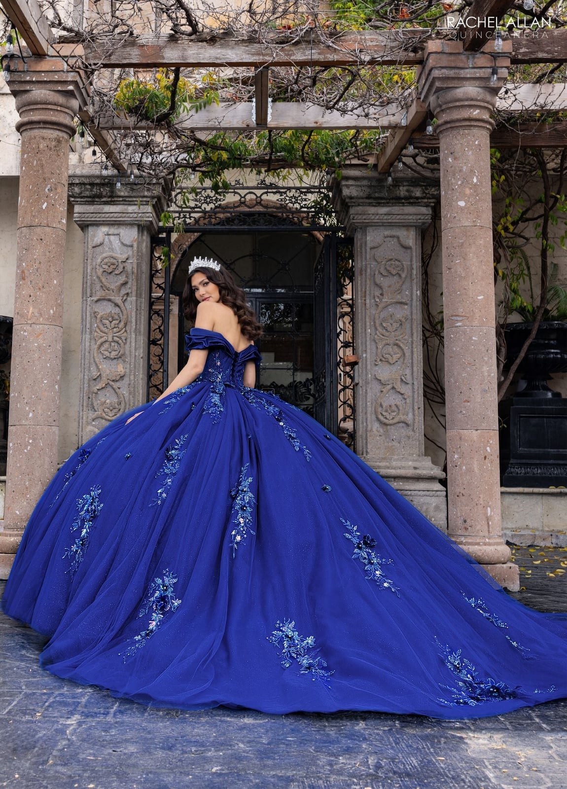 Royal Blue Ballgown With Floral Beading Royal Blue Ballgown With Floral Beading — Classy Quince Dress