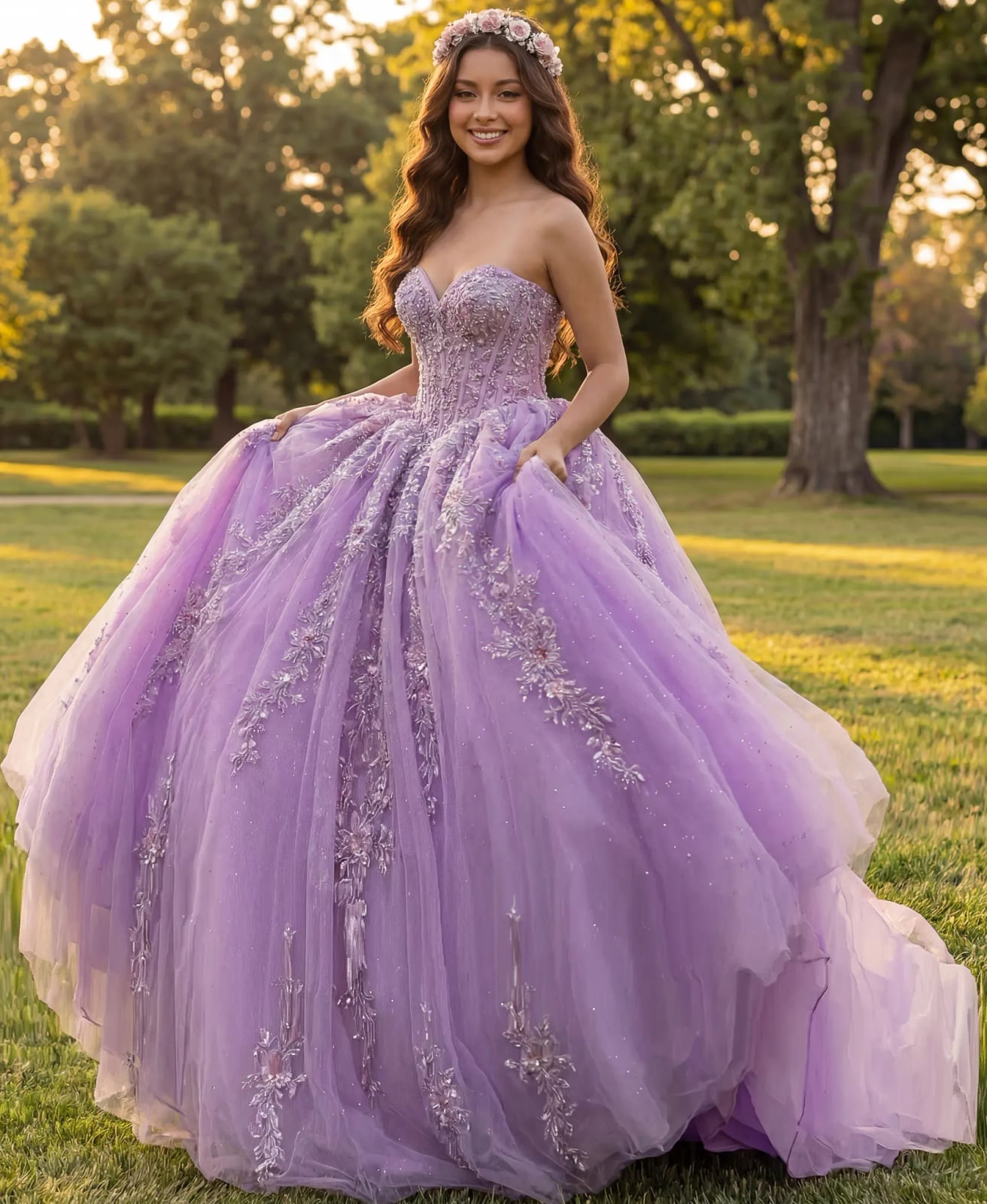 Lavender Strapless Sparkling Tulle Ballgown Lavender Strapless Sparkling Tulle Ballgown — Classy Quince Dress