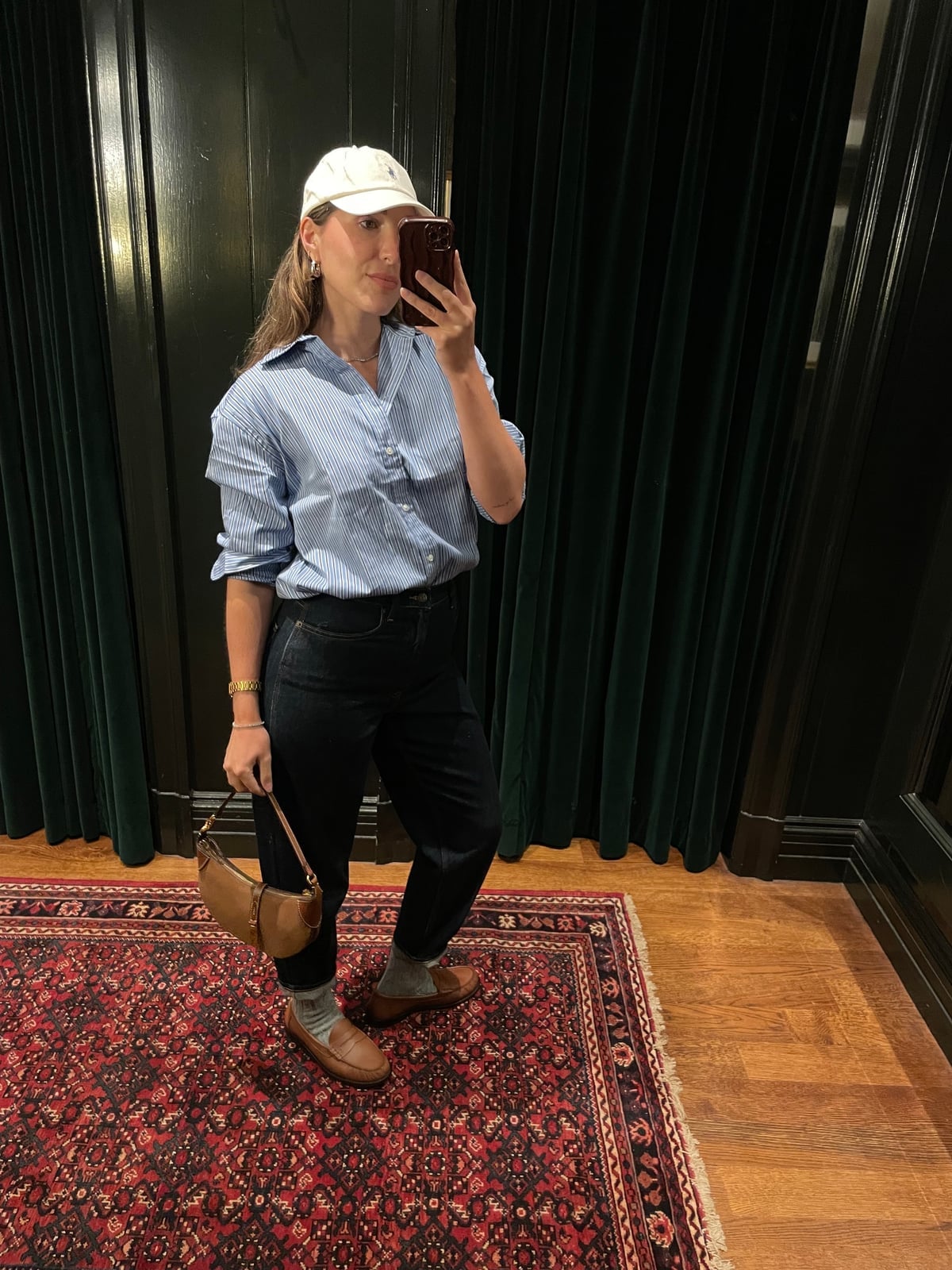 Striped Oversized Shirt With Dark Wash Jeans Striped Oversized Shirt With Dark Wash Jeans — Classy Ralph Lauren Outfits