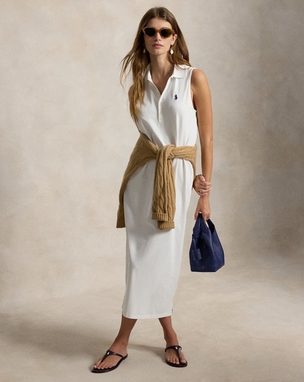 White Polo Dress With Sweater At Waist White Polo Dress With Sweater At Waist — Classy Ralph Lauren Outfits