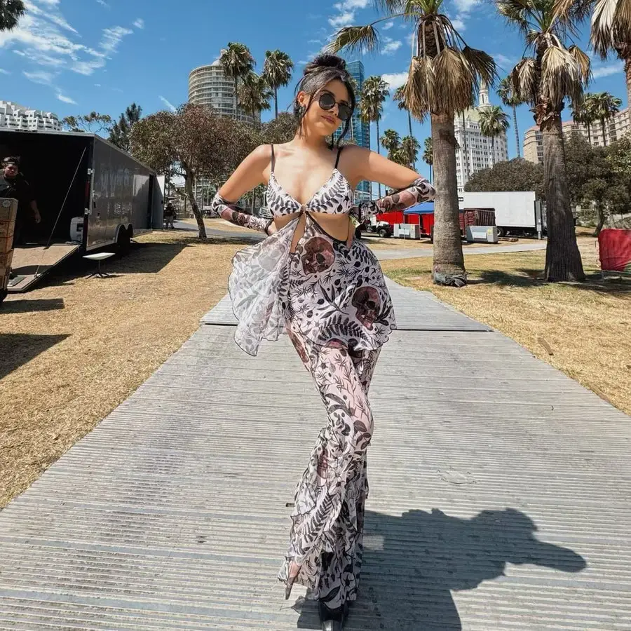Cut-Out Bodysuit with Psychedelic Print and Arm Sleeves Cut-Out Bodysuit with Psychedelic Print and Arm Sleeves — Classy Rave Outfits
