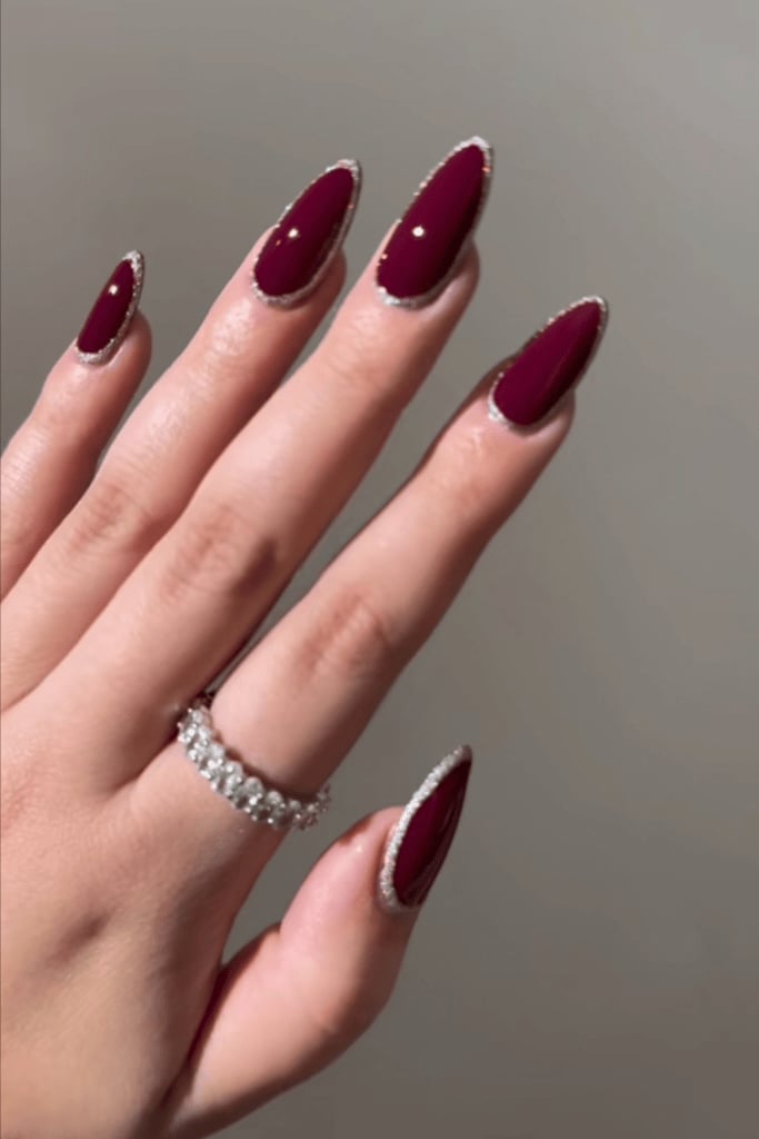 Red French Cat-Eye Milky Almond Red French Cat-Eye Milky Almond — Classy Red Almond Nails