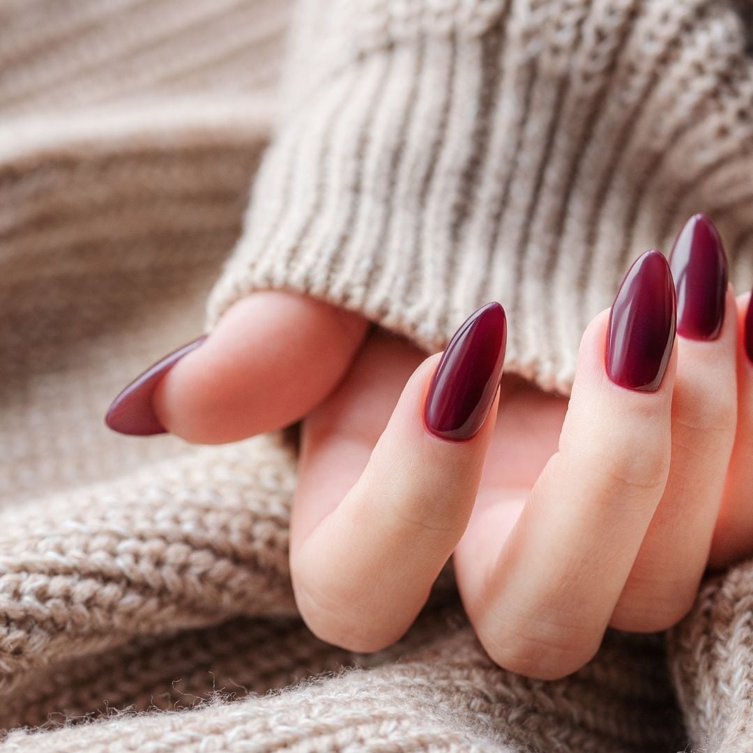 Deep Glossy Red Long Almond Nails Deep Glossy Red Long Almond Nails — Classy Red Almond Nails