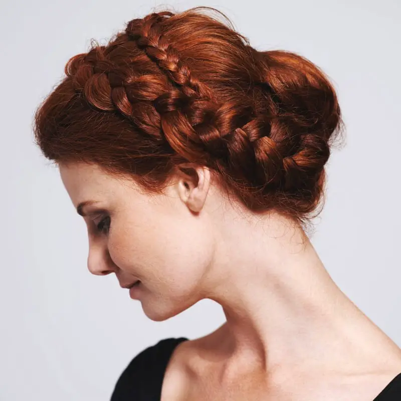 Red Halo Braid With Low Bun Red Halo Braid With Low Bun — Classy Red Braids