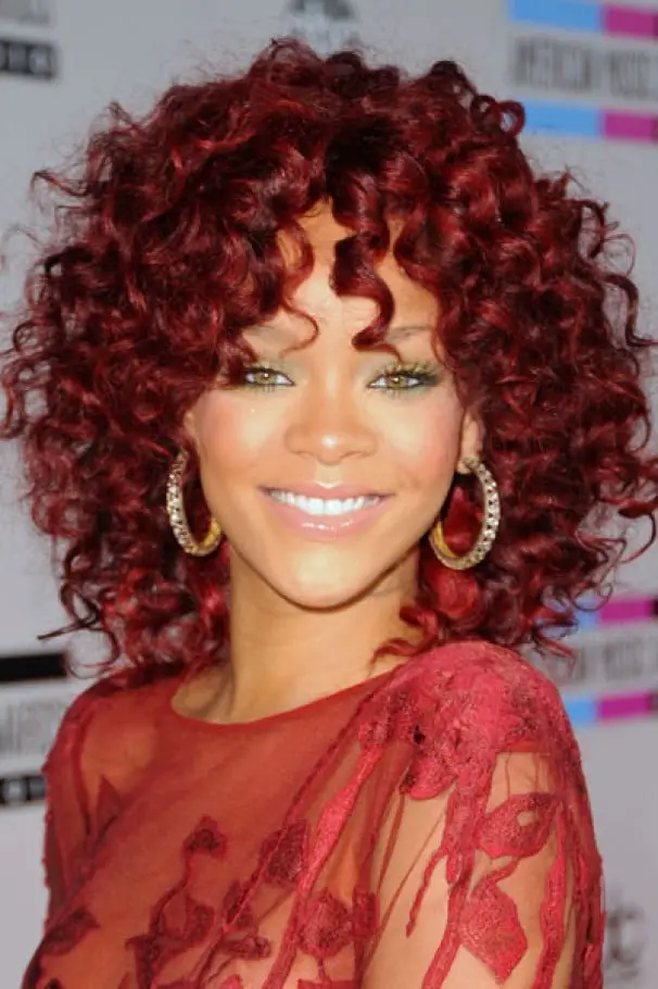 Shoulder Length Curly Deep Red, Layers Shoulder Length Curly Deep Red, Layers — Classy Red Hair Black Women