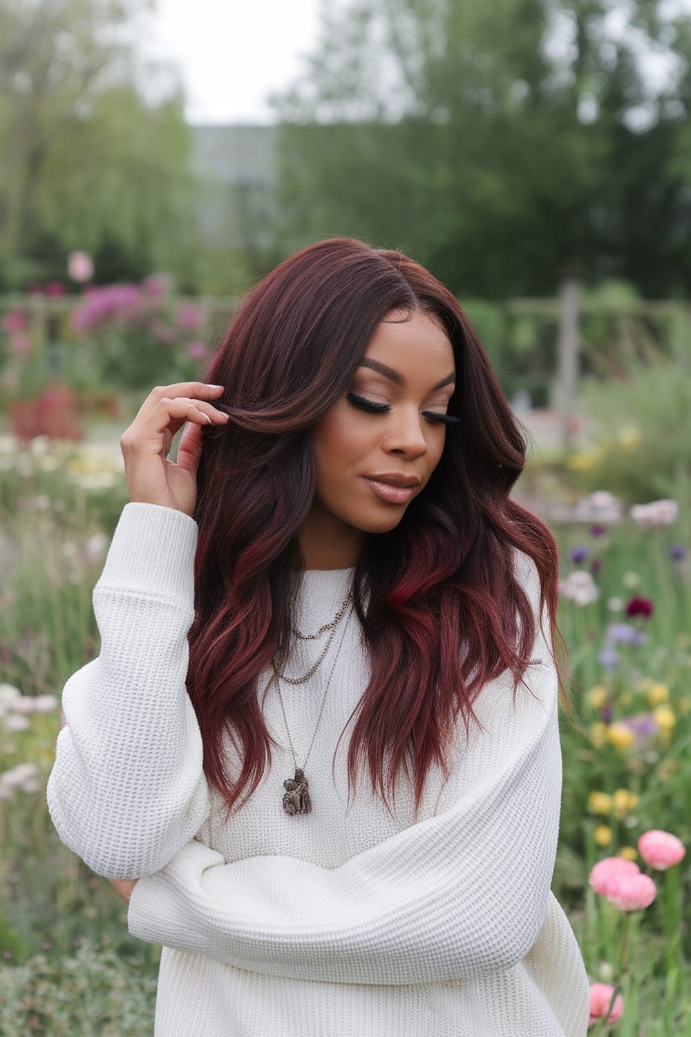 Mid-Back Vibrant Red With Darker Undertones Mid-Back Vibrant Red With Darker Undertones — Classy Red Hair Black Women