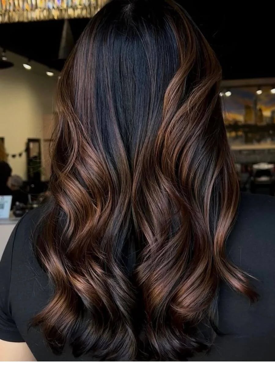 Mid-Back Dark Brown With Warm Brown Balayage Mid-Back Dark Brown With Warm Brown Balayage — Classy Rich Brunette