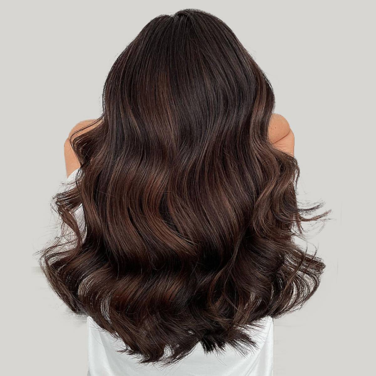 Mid-Back Deep Chocolate Brown With Lighter Undertones, Wavy Mid-Back Deep Chocolate Brown With Lighter Undertones, Wavy — Classy Rich Brunette