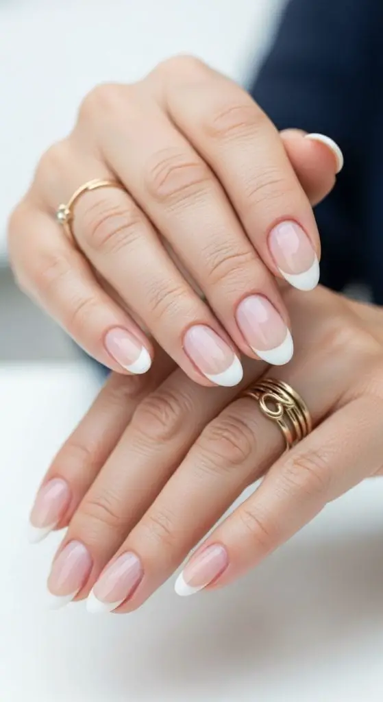 Medium Soft Square French Manicure Medium Soft Square French Manicure — Classy Ring Nails